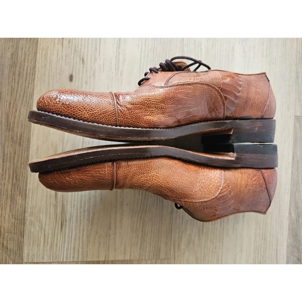 Stephen & Co. Cognac Ostrich Leg Dress Shoes Size 9.5 (Measures 11